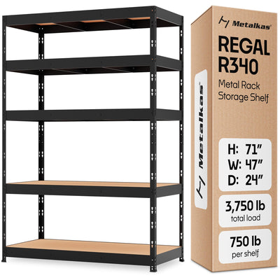 Storage Shelves: 5 Storage Shelves Heavy Duty w/ 3,750 lb Total Load Capacity, 750 per Storage Shelf, 71x47x24 | Perfect Solution for Your Storage Needs, Adjustable Shelving Unit