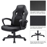 KaiMeng Office Gaming Chair High Back Leather Computer Chairs Ergonomic Height Adjustable Racing Game Desk Chair Executive Conference Task Chair (Black) KaiMeng