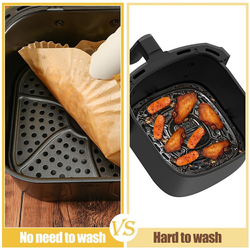 7.5 Inch Air Fryer Parchment Paper Liners Square,150 Pcs Non-stick &Oil-proof Air Fryer Liners Disposable for 2-5 QT Frying,Baking,Roast M-bestl