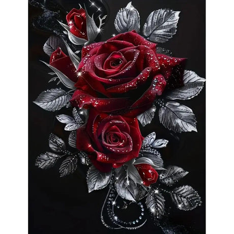 MOMDEDP Rose Diamond Painting Kits for Adults,Rose Flower Diamond Art Kits for Beginners,Roses Gem Art Kits for Adults for Home Wall Decor 16x12inch Floral MOMDEDP