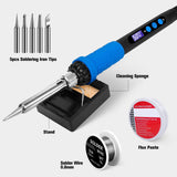 Soldering Iron Kit, 90W LED Display Adjustable Temperature Soldering Iron Automatic Sleep Mode Soldering Gun with 5PCS Tips, Solder Wire, Stand, Flux, Welding Tool for Repair, Electric Repairing, DIY K KERNOWO