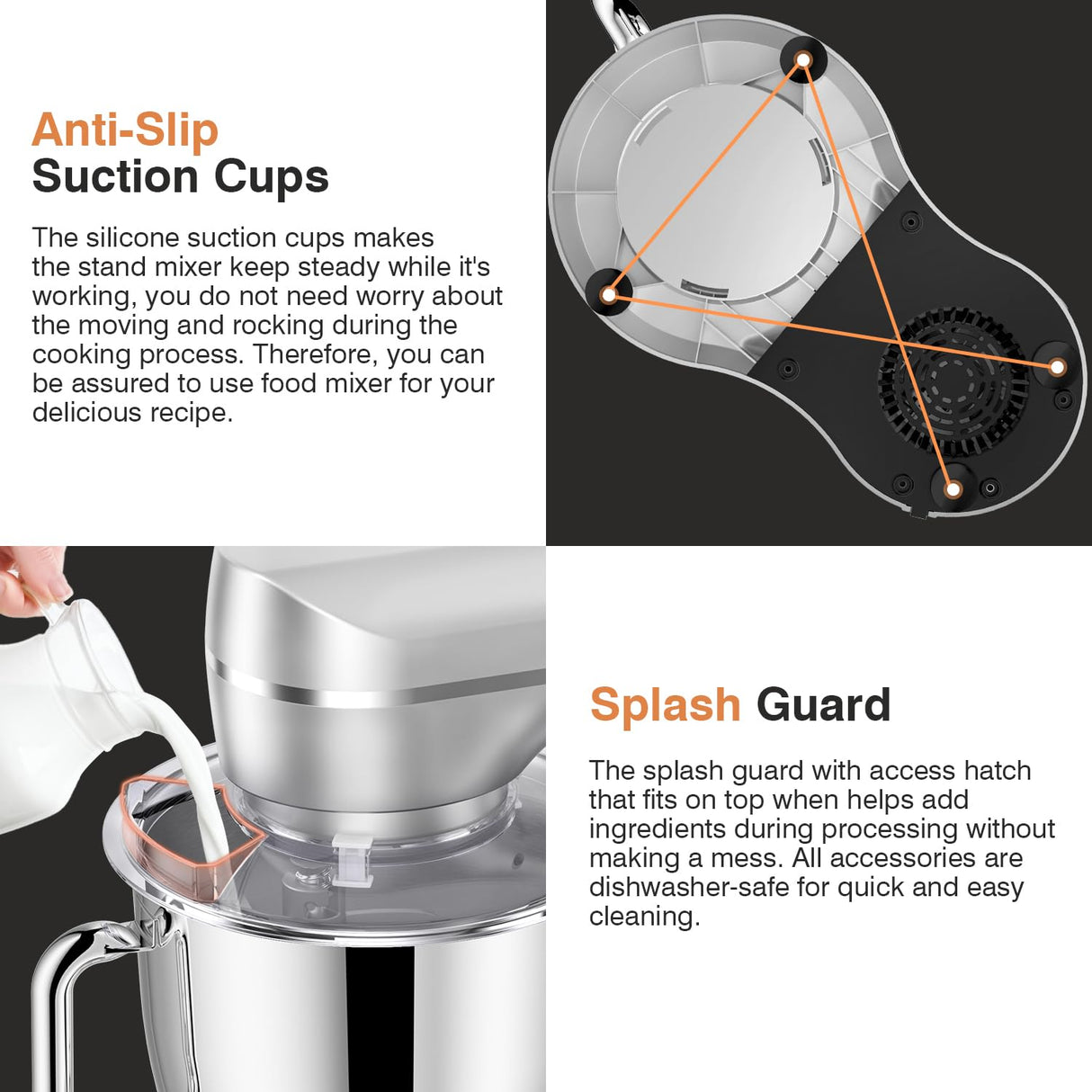 Mini Angel Stand Mixer,10-Speed 5QT Kitchen Electric Mixer,Tilt-Head Food Mixer with Dough Hook, Wire Whisk, Flat Beater, Stainless Steel Bowl (Silver) Mini angel