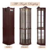 CKEASEAN 72" H Lighted Curio Cabinet with Light Blub, Glass Display Cabinet with 6 Adjustable Shelves, Tempered Glass Doors, Corner Wine Cabinet Storage Rack for Bar and Liquor Storage (Dark Cherry) CKEASEAN