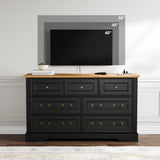 Cozy Castle 7 Drawer Dresser, Farmhouse Chest of Drawers for Bedroom, 54" Wide Dresser with Retro Metal Handles, Wood Drawer Organizer TV Stand for Living Room, Hallway (Black) Cozy Castle