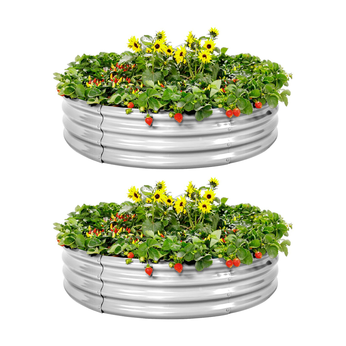 Land Guard Galvanized Raised Garden Bed 2Pcs, Planter Raised Garden Beds Outdoor, Round Clearance Raised Garden Beds for Gardening Vegetables…… Land Guard