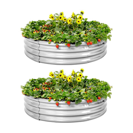 Land Guard Galvanized Raised Garden Bed 2Pcs, Planter Raised Garden Beds Outdoor, Round Clearance Raised Garden Beds for Gardening Vegetables…… Land Guard