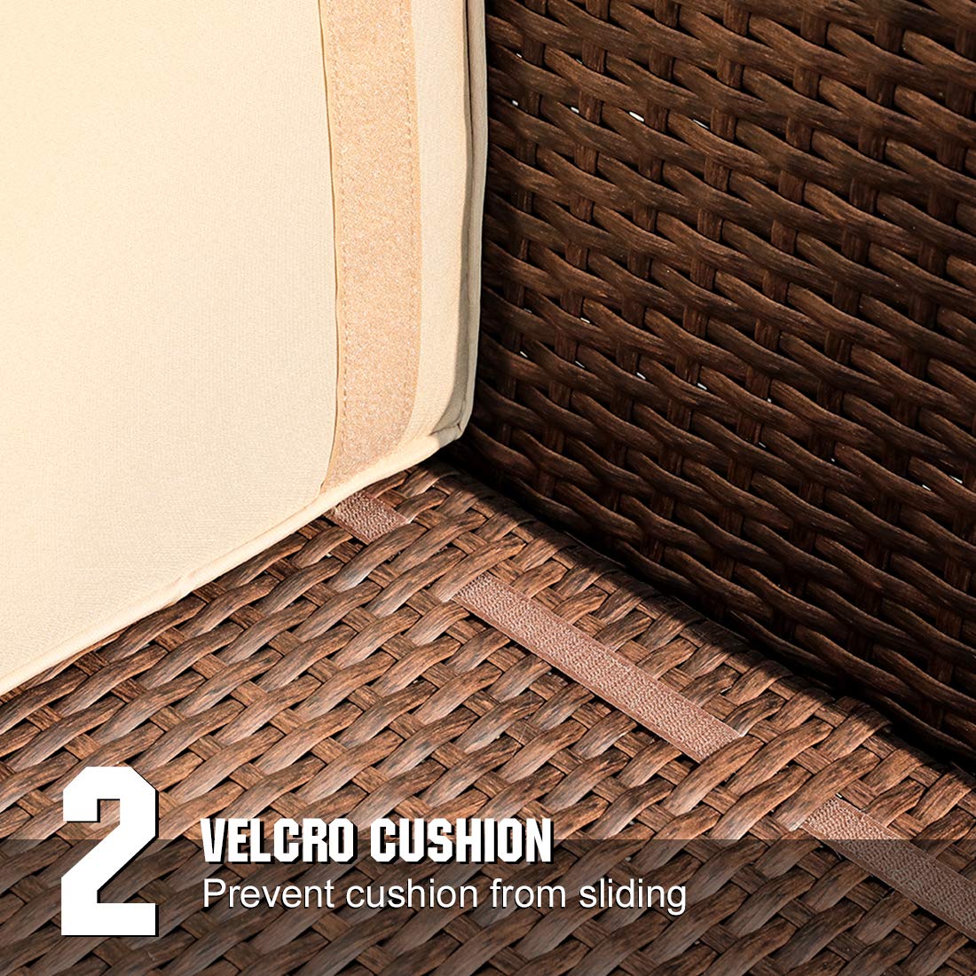 Patiorama 5 Piece Outdoor Patio Furniture Set, Outdoor Sectional Conversation Set, All-Weather Brown PE Wicker w/Beige Cushions, Outdoor Backyard Porch Garden Poolside Balcony Furniture Set Patiorama