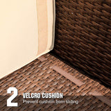 Patiorama 5 Piece Outdoor Patio Furniture Set, Outdoor Sectional Conversation Set, All-Weather Brown PE Wicker w/Beige Cushions, Outdoor Backyard Porch Garden Poolside Balcony Furniture Set Patiorama