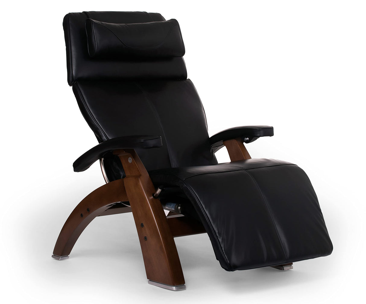 Perfect Chair Human Touch PC-610 Omni-Motion Classic Power Recline Zero Gravity Recliner Supreme Upholstery Package Walnut Wood Stain - Black Premium Leather Perfect Chair