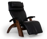 Perfect Chair Human Touch PC-610 Omni-Motion Classic Power Recline Zero Gravity Recliner Supreme Upholstery Package Walnut Wood Stain - Black Premium Leather Perfect Chair
