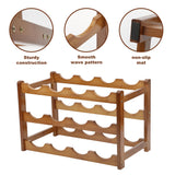 CAMOAT Bamboo Wine Rack,Wine Racks Countertop, Small Wine Rack Freestanding Floor,3 Tiers 12 Bottles Wine Rack,Sturdy and Durable Wine Rack Shelf for Cabinets Kitchen,Home Bar,Wine Storage CAMOAT