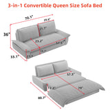 UPYOOE 70.1" Futon Sofa Bed Queen Size, Pull Out Bed, 3-in-1 Convertible Sleeper Sofa with 2 Soft Pillows, Modern Velvet Futon Couch for Living Room, Small Space, Apartment, Bedroom, Black UPYOOE
