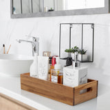 ALELION Acacia Wood Bathroom Storage Basket for Organizing - Toilet Paper Basket with Handle for Back of Toilet Tank Top Topper - Small Narrow Baskets for Kitchen Pantry Garage Laundry Room Storage ALELION