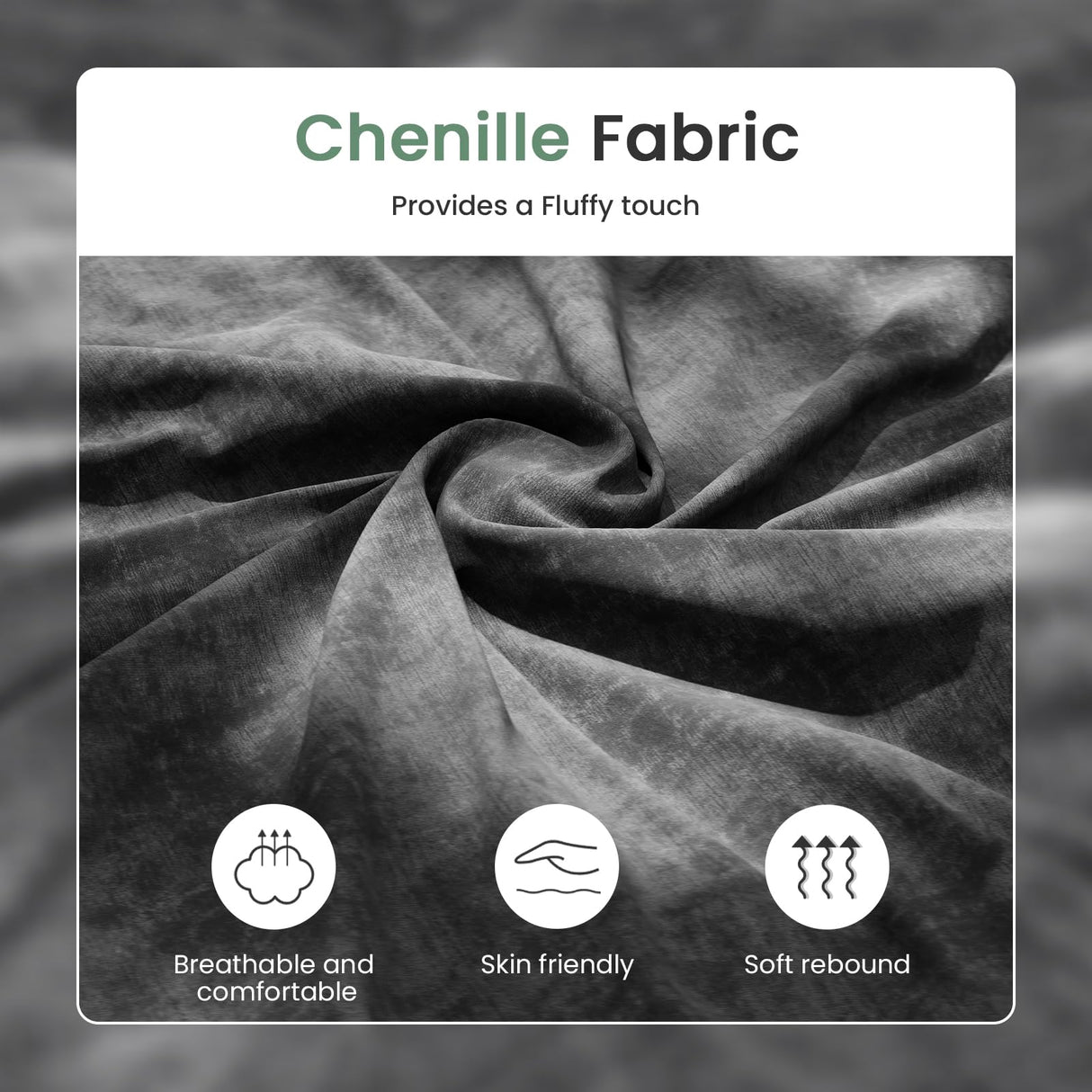 YOUDENOVA 2 Piece Set Comfy Sofa Couch, 3 Seater & Loveseat Sofa with Deep Seats, Modern Sleeper Couch for Living Room, Dark Grey Chenille YOUDENOVA