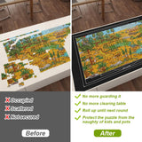 Ainiv Jigsaw Puzzle Mat Roll Up 2000 Pieces, 47” x 31.5” Portable Felt Puzzles Board with 4 Sorting Trays & Travel Storage Bag, Jigsaw Saver Pad Keeper for Adults Teens, Black Ainiv