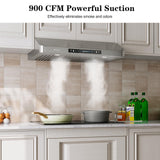 IKTCH 30 Inch Under Cabinet Range Hood, 900 CFM with 4-Speed Gesture Sensing & Touch Control, Stainless Steel Range Hood IKTCH