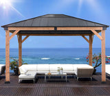 ABCCANOPY Wood Gazebo 11x13 - Outdoor Patio Wooden Gazebo with Hardtop Metal Roof for Garden, Backyard and Deck (Single Roof) ABCCANOPY