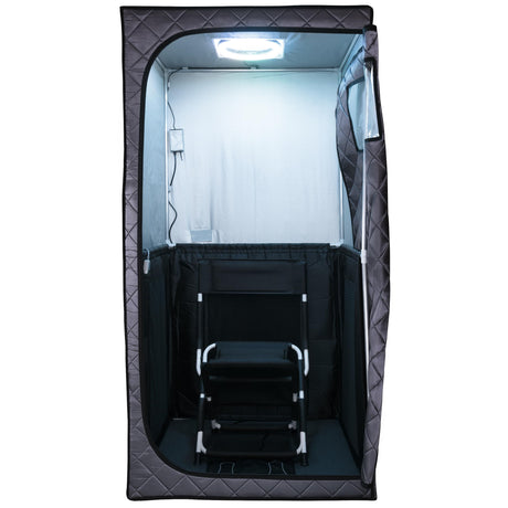 Durasage 1-Person Infrared Sauna for Home, Ultra Low EMF Infrared Panels, LED Lighting, Heating Foot Pad and Portable Chair (1-Person) Durasage