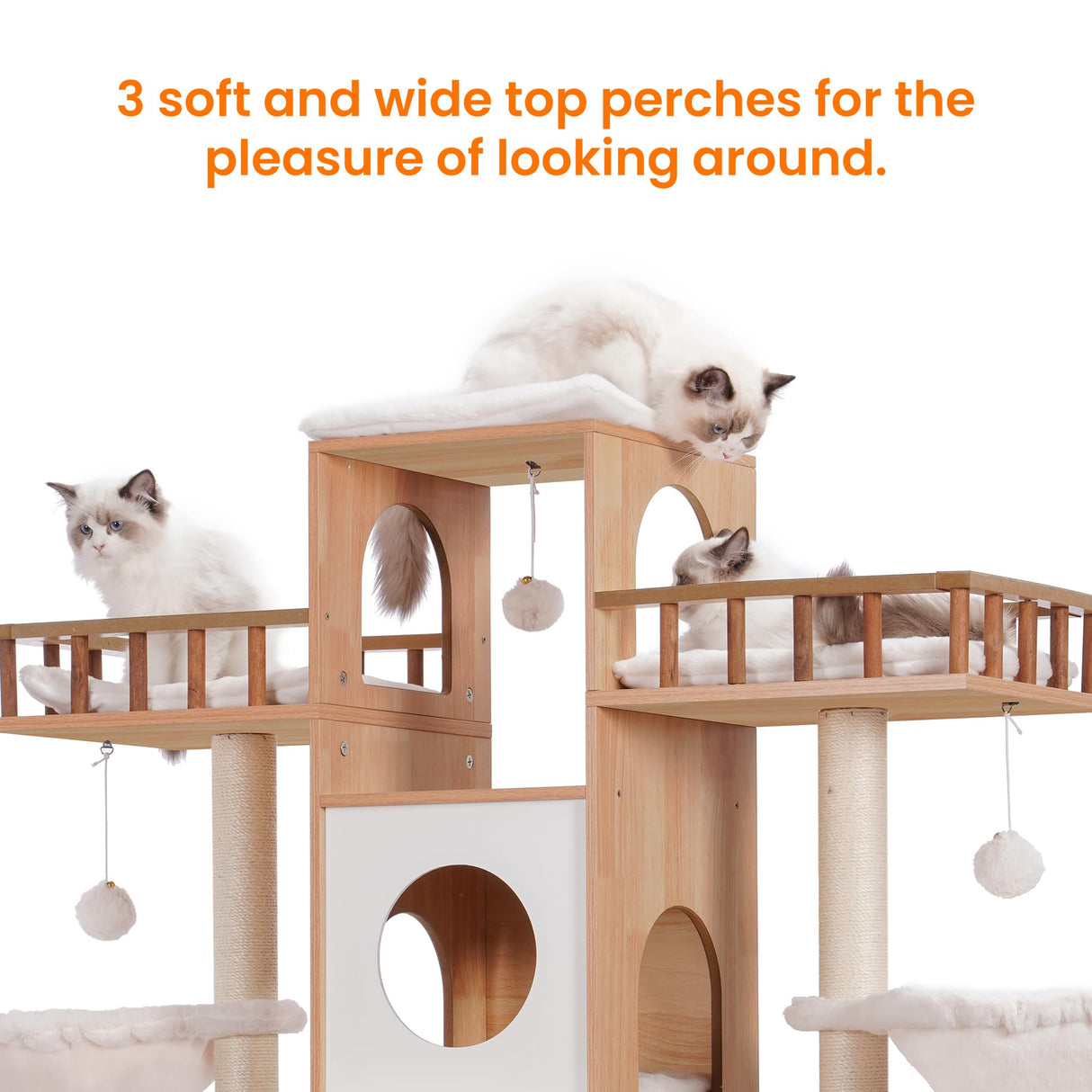 Heybly Cat Tree with Litter Box Enclosure for Indoor Big Cat, Cat Tower for Large Cats 20 lbs Heavy Duty,Modern Cat Condo Furniture with Scratching Posts, Walnut HCT110WB Heybly
