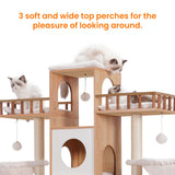 Heybly Cat Tree with Litter Box Enclosure for Indoor Big Cat, Cat Tower for Large Cats 20 lbs Heavy Duty,Modern Cat Condo Furniture with Scratching Posts, Walnut HCT110WB Heybly