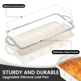 Vinino Silicone Bread Loaf Pan with Metal Reinforced Frame, 9.5 x 5 in Non-stick Silicone Loaf Pan for Baking, 2 Pack Durable Silicone Bread Pan for Oven Dishwasher Safe - Cream Vinino