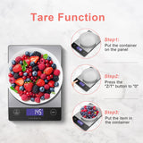 CROWNFUL Food Scale, Rechargeable 304 Stainless Steel Digital Kitchen Scale Upto 33lb Weight Grams and Ounces with LCD Display and Type-C Charging for Baking and Cooking CROWNFUL