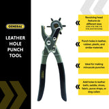 General Tools Leather Hole Punch Tool - 6 Multi-Hole Sizes for Leather, Rubber, & Plastic - Hobbies & Crafts 8.5 inches General Tools