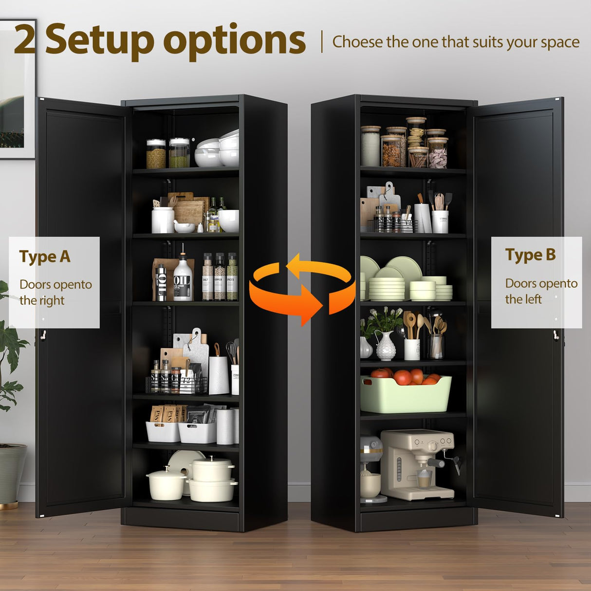 pozdeg 67" Metal Storage Cabinet with Lock, Tall Narrow Office File Cabinets with 5 Adjustable Shelves, Metal Steel Locker for Home, School, Office, Garage or Gym (Black) pozdeg