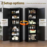 pozdeg 67" Metal Storage Cabinet with Lock, Tall Narrow Office File Cabinets with 5 Adjustable Shelves, Metal Steel Locker for Home, School, Office, Garage or Gym (Black) pozdeg