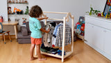 Montessori Clothing Rack and Wardrobe Set | Premium Kids Wood Furniture | Toddler Wardrobe Set | Toddler Wardrobe and Dress Up Station | Child Room Clothing Organizer (Clothes Rack) Kidodido