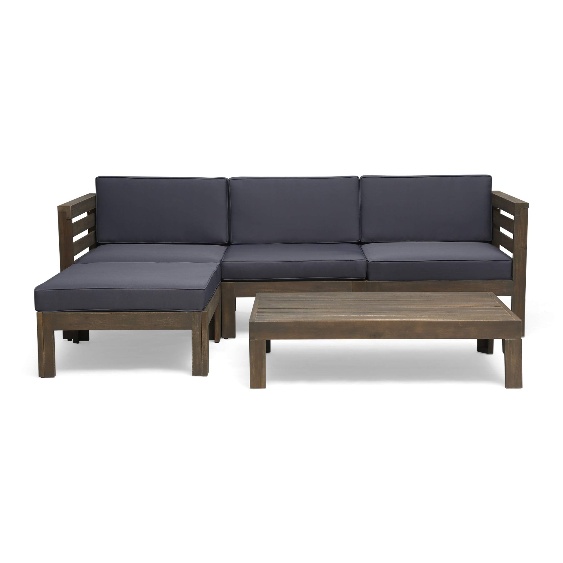 Christopher Knight Home Alice Outdoor 5 Piece Acacia Wood Sofa Set, Gray Finish, Dark Gray - WoodArtSupply