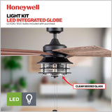 Honeywell Ceiling Fans Foxhaven Farmhouse 52 Inch Ceiling Fan with Light, Outdoor Fan/Indoor Dual-Mount LED Ceiling Fan, 5 Blades, Gray Cedar and Walnut Blade Finish Options, Matte Black (51631-01) Honeywell Ceiling Fans