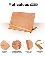 DJAR A3 Drafting Table Easel, Adjustable Portable Beech Wood Drawing Sketching Board, 5 Positions, Natural DJAR