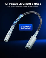 Orion Motor Tech Grease Gun Accessory Kit, 7 Piece Grease Gun Coupler Set for Hard to Reach Grease Fittings, Quick Connect Lubrication Grease Zerk Fitting Adapters with Grease Gun Hose Orion Motor Tech