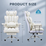 Furmax Gaming Chair, Ergonomic Office Chair, Reclining Height Adjustable Leather High Back Executive Desk Chair with Footrest and Lumbar Support (White) Furmax