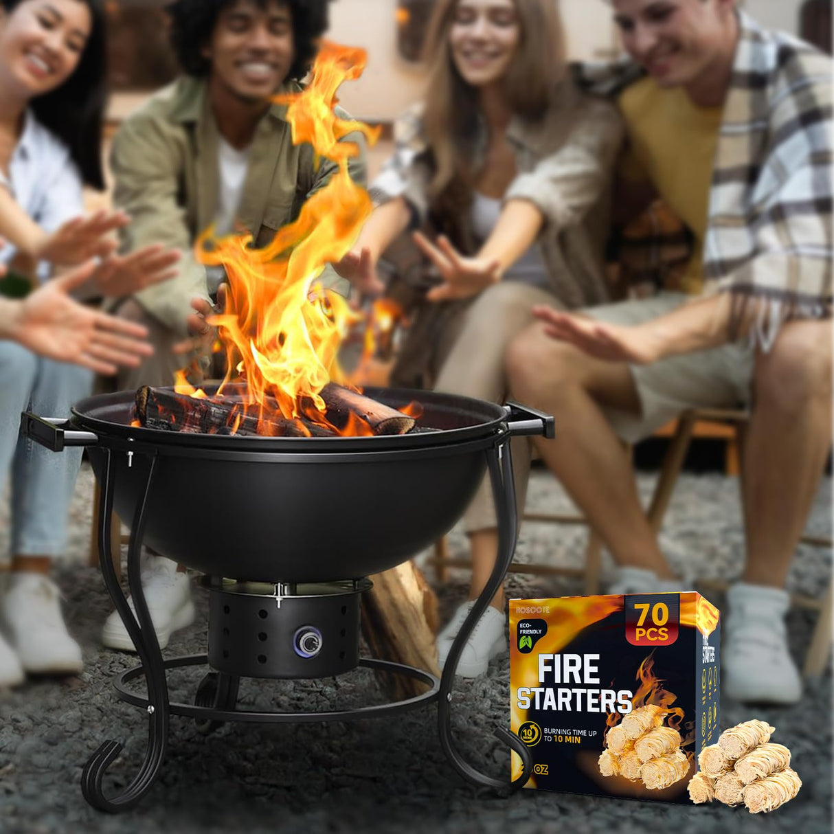 Hosoote 70 pcs Fire Starter - Natural Fire Starters for Fireplace, Pellet Stove & Wood, Campfires, BBQ, Pizza Oven, Fire Pit, Smoker - Fire Starters for Grill, Charcoal Fire Starter for Grill Hosoote