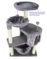YUNIQUE Cat Tree with Cat Condo and Big Hammock, Grey YUNIQUE