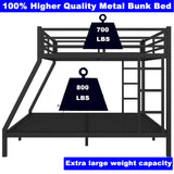LEEKOUS Upgraded Version Thicken Metal Queen Over King Bunk Bed, Stronger Heavy Duty Steel Bunk Beds Queen Over King Size with Ladder and Guard Rail for Adults, Easy Assembly (Queen Over King) LEEKOUS