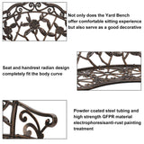 Patio Garden Bench Outdoor Metal Rose Loveseat,39in Cast Iron Well-Crafted Floral Back Antique Finish Park Chair,Accented Lawn Front Porch Path Yard Bronze Decor Deck Furniture for 2|Easy Assembly Meet perfect