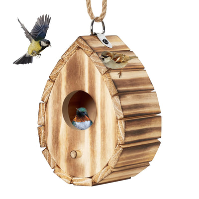 CLACKIBUKVYZ Hummingbird House,Wooden Birdhouse for Outside,Hanging Small Bird Houses,Wild Bird Nesting Box Outdoor Hummingbird House for Bluebird,Hummingbird,Finch,Cardinals
