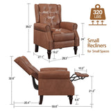 Small Recliner Chair, Single Sofa Recliner Chair with Wingback, Leather Accent Chair with Rivet Decoration for Living Room Bedroom Club Cafe, Matt Brown FiveWillowise
