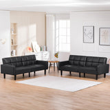 COMHOMA 76 inch Futon Sofa Bed,Mid Century Modern Futon Couch with Adjustable Backrest,Fabric Convertible Sofa Cama,Folding Sleeper Sofa for Living Room,Bedroom (Black) COMHOMA