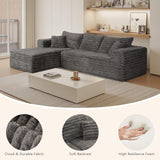 Grey Cloud Sectional Couch with L-Shape Chaise,Modern Modular Sofa with Deep Seat, Upholstered Couches with Left Facing Chaise for Living Room Bedroom, No Assembly Required, Plush Corduroy SIMTONAL