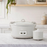 Crock-Pot 7 Quart Cook and Carry Slow Cooker with Touch Control, 4 Pre Programmed Settings, Removable Stoneware, and Locking Lid, Mushroom Crock-Pot