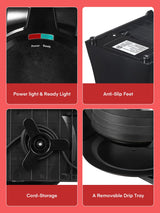 Waffle Maker, 1400W Double Belgian Waffle Iron 180° Flip, 8 Slices in 3 Mins, Rotating & Nonstick Plates, Anti-Scald, Removable Drip Tray Easy to Clean, Cool Touch Handle, Space-Saving Storage(Black) FOHERE