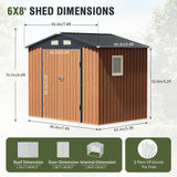 Florise 8x6 Ft Storage Shed, Large Outdoor Shed with Window, Lockable Doors, Outside Steel Shed for Garden, Backyard, Lawn, Patio Utility, Tool Storage Florise