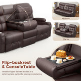 Recliner Sofa, Massage Reclining Sofa 3 Seater Sets Heavy Weight Capacity, RV Loveseat Couch Clearance with Flip Back Console, Storage, Cup Holders, Wall Hugger Reclining Couch for Living Room Aotolo