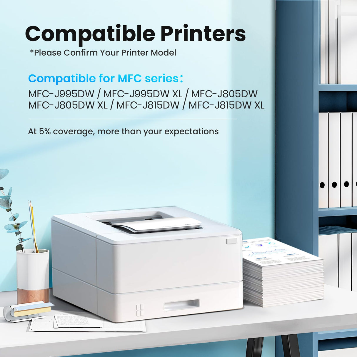 LC3033XXL Ink Cartridges 5-Pack Replacement for Brother LC3033 BK/C/M/Y Ink Cartridges LC3035 LC3033XXL High Yield for MFC-J995DW MFC-J805DW MFC-J815DW Printer (2 Black, 1 Cyan, 1 Magenta, 1 Yellow) PrintImpression