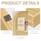 Rattan Room Divider with Built-in Bookshelf | Foldable Privacy Screen & Portable Partition for Home Office, Bedroom, Reading Nook | Wooden Frame, Freestanding Design (Natural-Rattan) Svimi