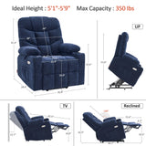 MCombo Power Lift Recliner Chair with Extended Footrest for Elderly People, Fabric 7287 (Navy Blue, Medium-Regular) MCombo